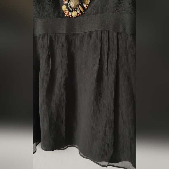 Nanette Lepore  top Blouse Black Size 2 Zipper Back Embellished Neck Good Condit - Picture 3 of 14